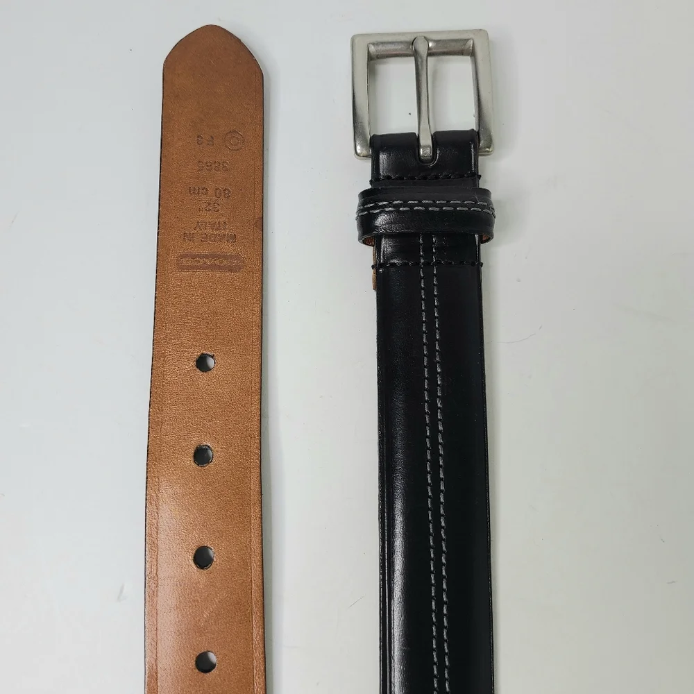 Coach Black Stitch Detail Made in Italy Genuine Leather Belt